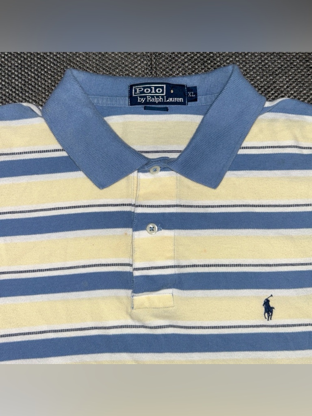 Rare 90s Polo Ralph Lauren Blue & Yellow Striped Polo Shirt